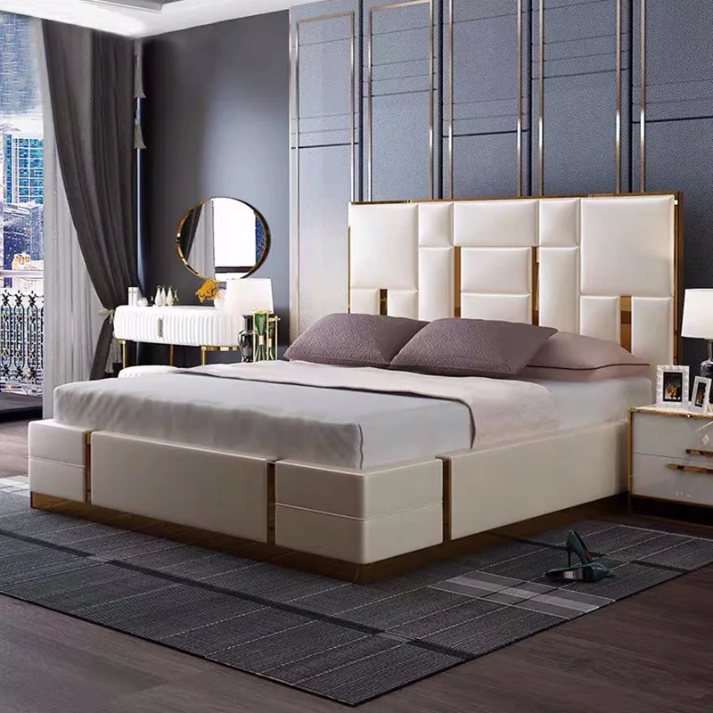 nice design modern bedroom furniture storage multifunctional leather fabric message tatami king size wood beds