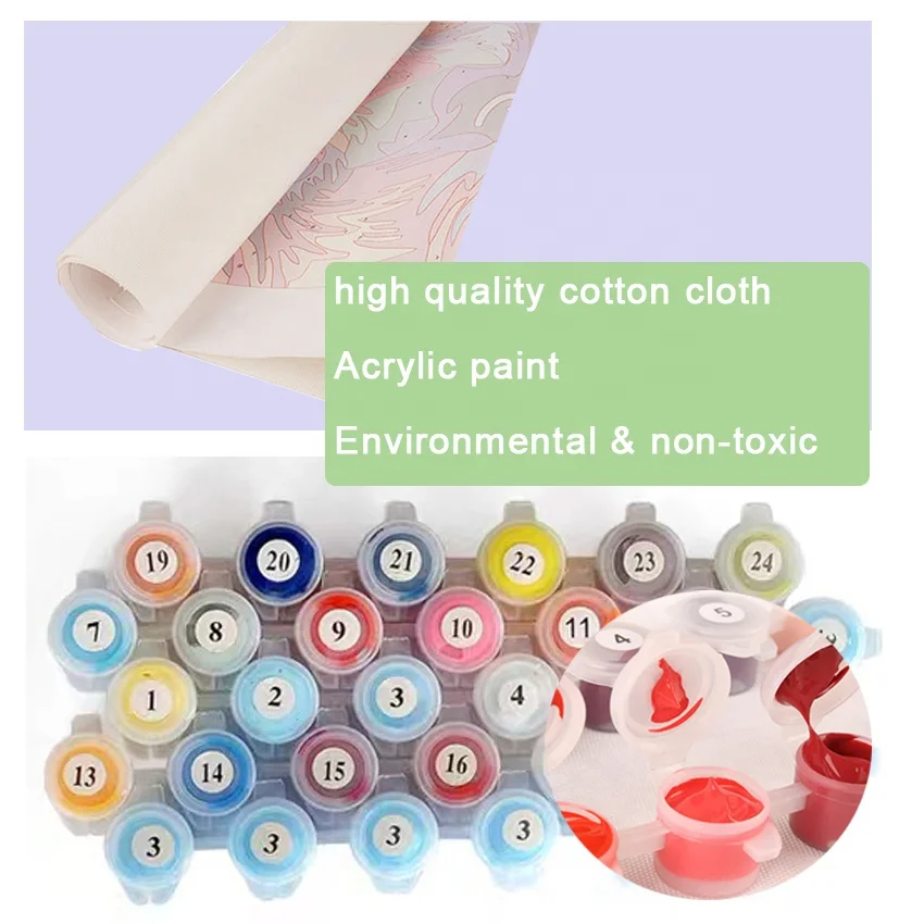 Hot Sale Cheap Wall Arts DIY Canvas Painting Eco Friendly Animal Art Wall Decor Bedroom Oil Painting By Numbers