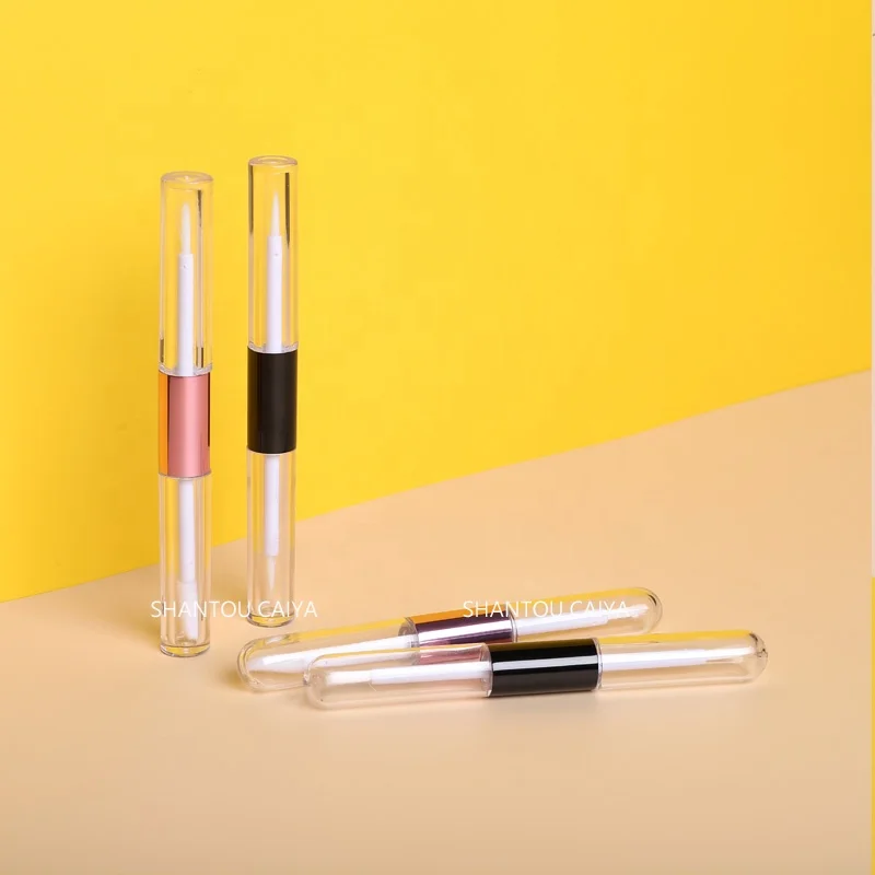 cosmetic packaging unique 1ml 3.5ml PETG Aluminum black pink two dual end double sided lip gloss tubes mascara eyeliner tube