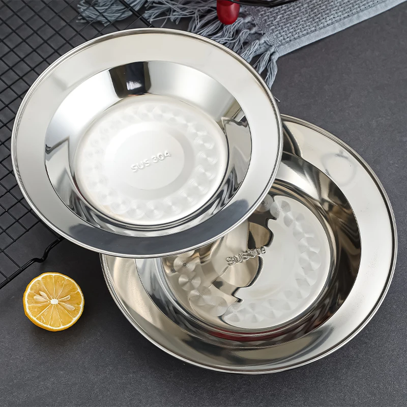 Wholesale Thai style food tray stainless steel round food plate