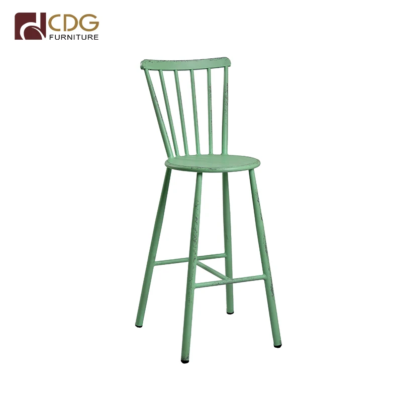 Distressed Vintage Bar Furniture Iron Modern Metal Frame High Chairs