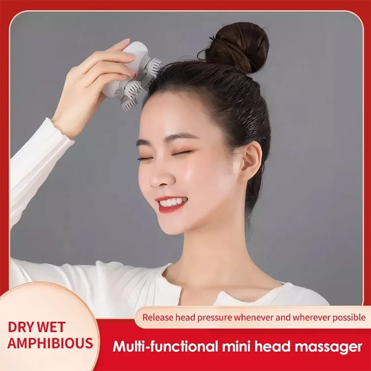 Multi-functional mini head massager heating Electric head Massage Relaxation of scalp dog cat massager tool