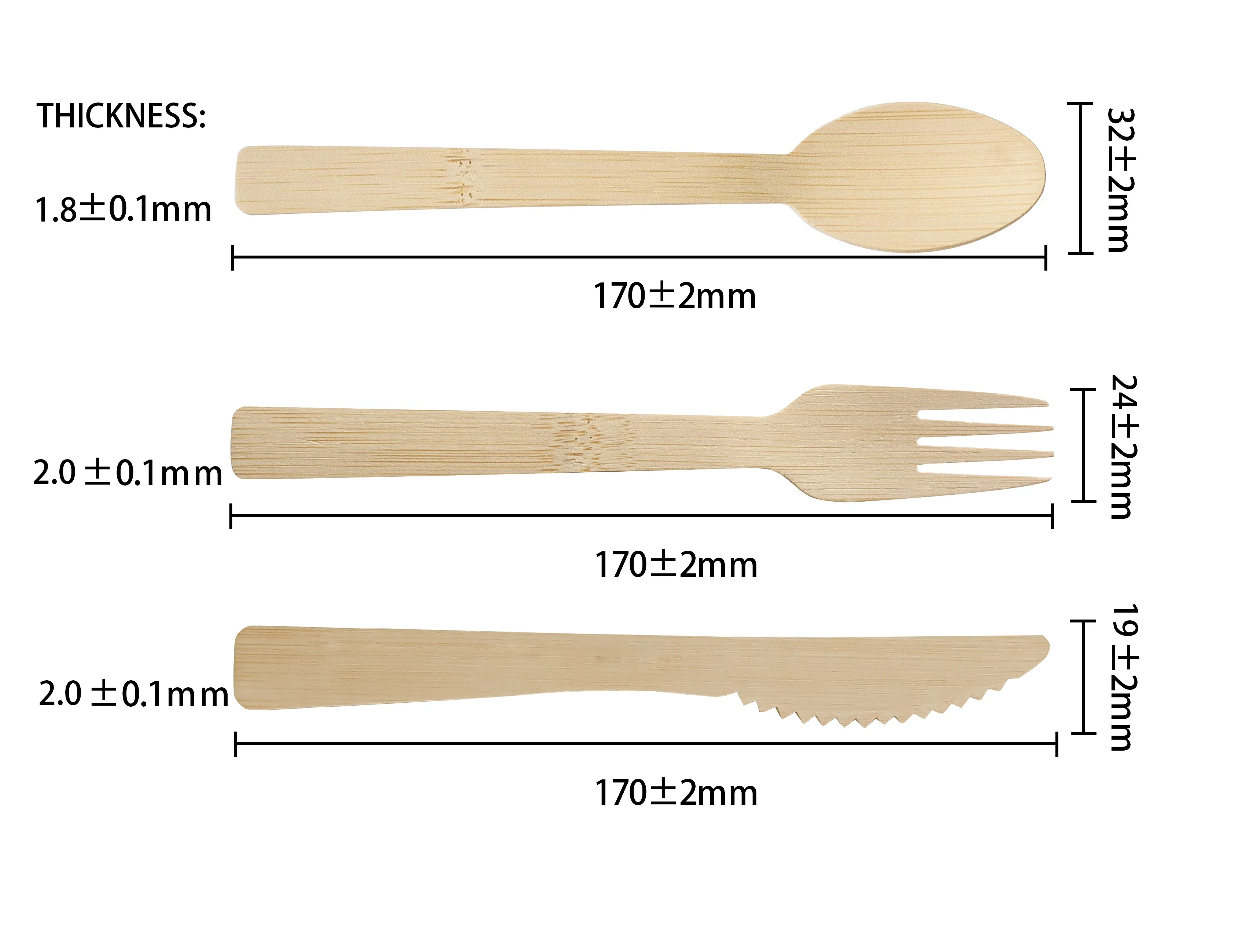 Wholesale bamboo cutlery set  disposable bamboo wood fork spoon knife set flatware set for restaurant