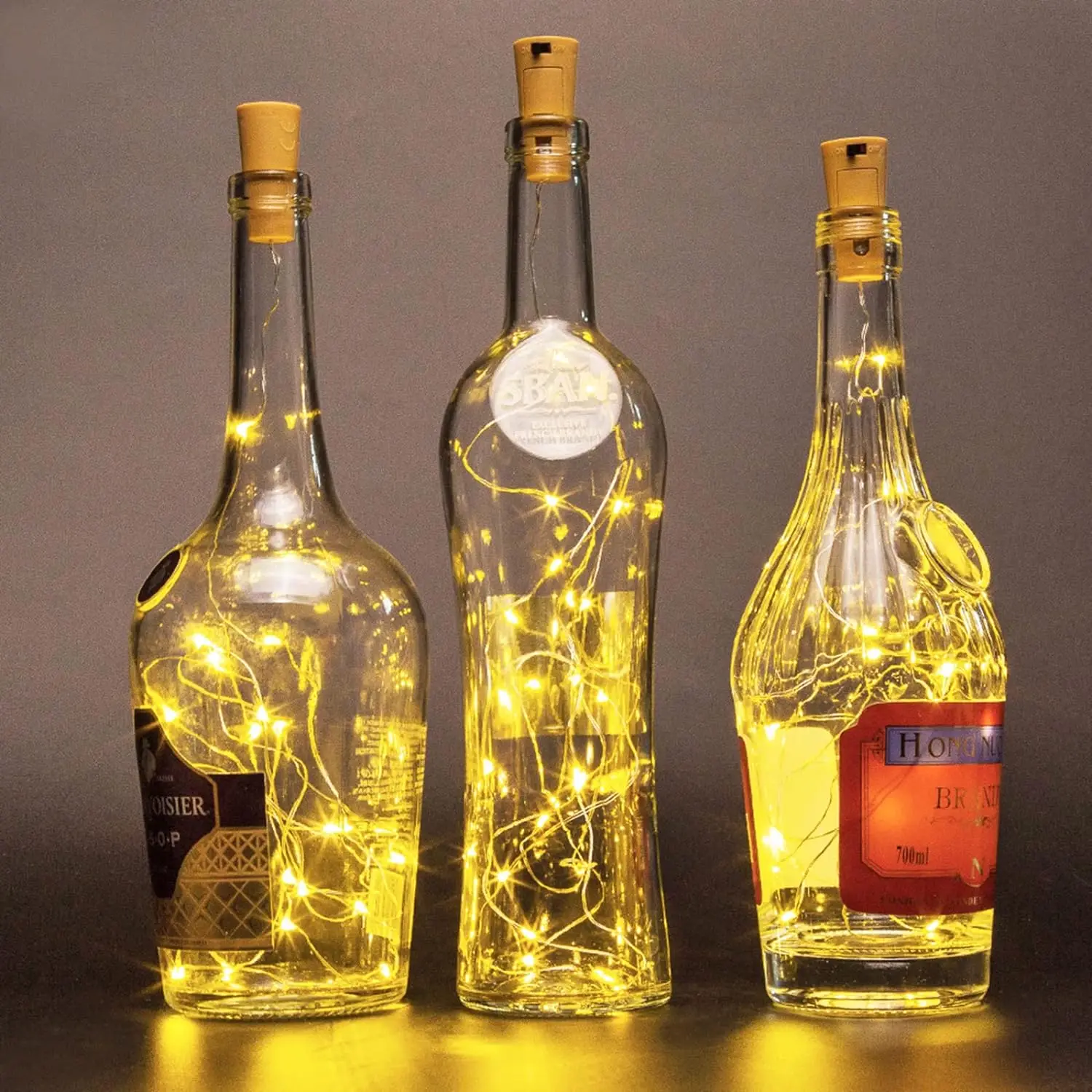 Светодиодные лампы для винных бутылок с пробкой, гирлянда, батарейка, для Хэллоуина, дня рождения, свадебного декора (теплый белый)