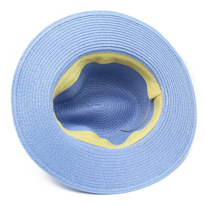 Summer Colorful Foldable Fedora Bucket Hats Sunshade Wide Brim Panama Straw Beach Hats Wholesale 2022