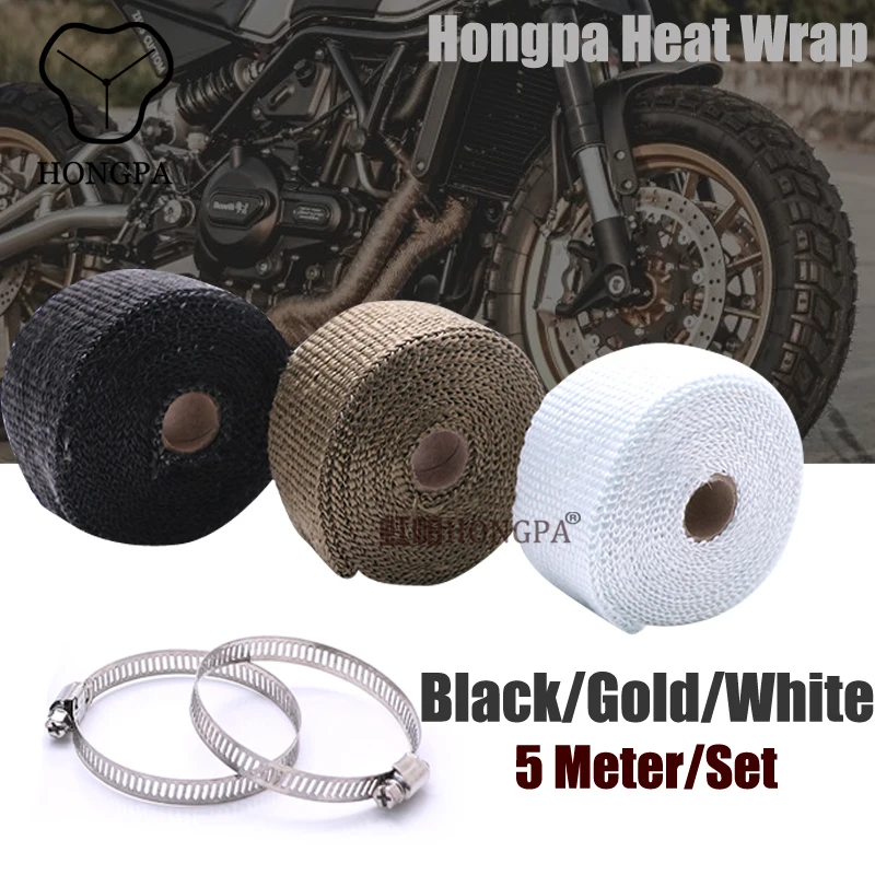 Motorcycle 5M * 50MM Thermal Exhaust tape Exhaust Pipe Wrap Heat Resistant Cloth Belt For Universal Motorbike