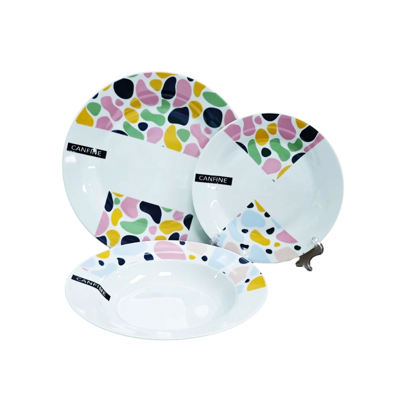 Hot selling Ceramic dinnerware with Pad Print  Decal supplier Dinner Plates Soup bowl stoneware Porcelain dinnerware set  16pcs