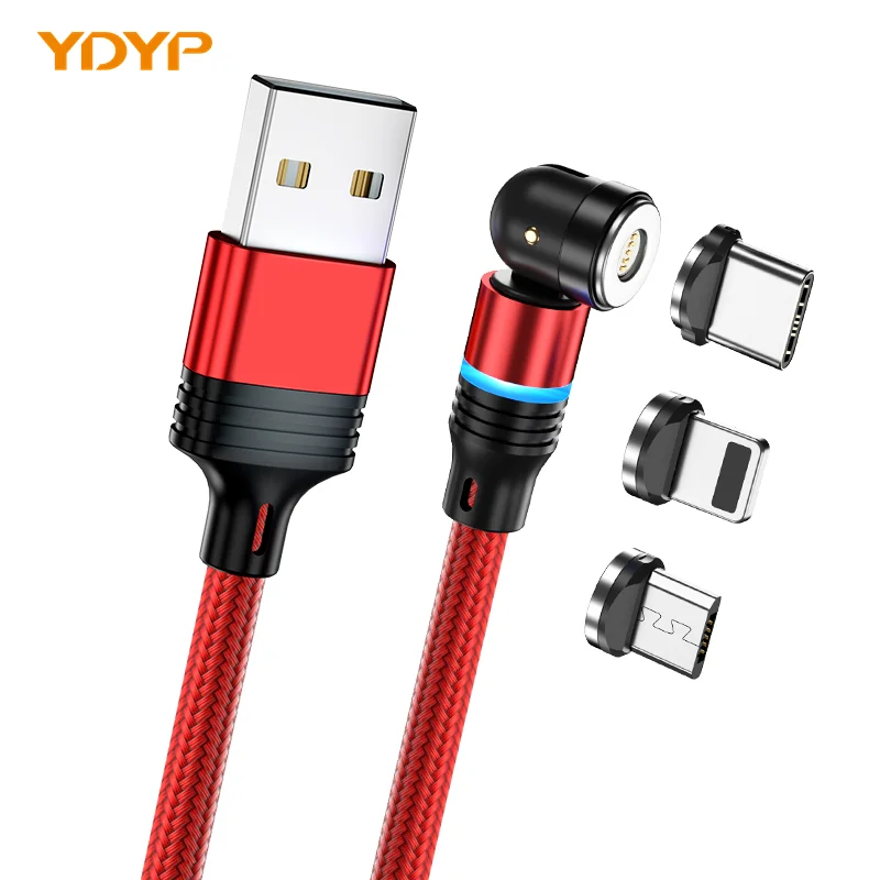 Wholesale 3 in 1 magnetic usb cable 3 A fast charge 540 degree rotation Magnet Usb Cable data magnetic charging cable