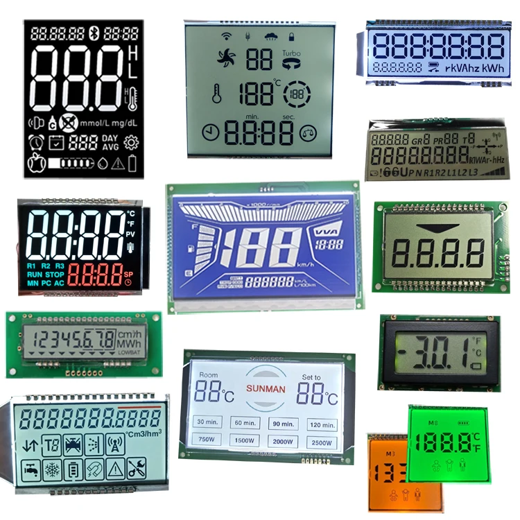 Customized 3 to 11 inches monochrome transparent/reflective/transmissive oled 7 segment digital round/square lcd screen display