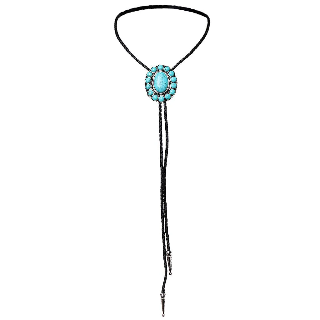 Hamocigia Factory Custom Oval Trendy Mint Dress Jewelry Stone Western Cowboy Bolo Tie One Piece