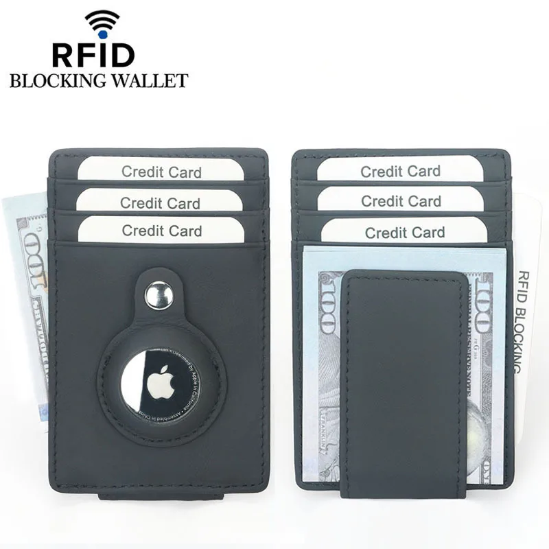 Custom Slim Money Clip Minimalist Women Mens Wallets Metal RFID Card Holder Wallet For Apple Airtag Card Holder Wallet
