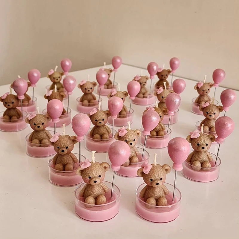 Nature Soy Wax Bear Shape Glass Scented Candle Kerze Festival Candle Fashion Style Home Decoration
