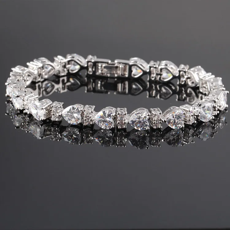 LUIOXIN luxury designer adjustable silver CZ zircon tennis bracelets for women
