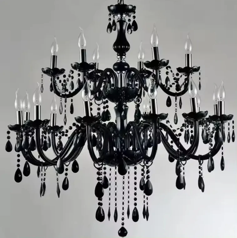 Trending Chandelier Lamps Black smoke Candle 11-light modern Unique crystal chandeliers for dining room