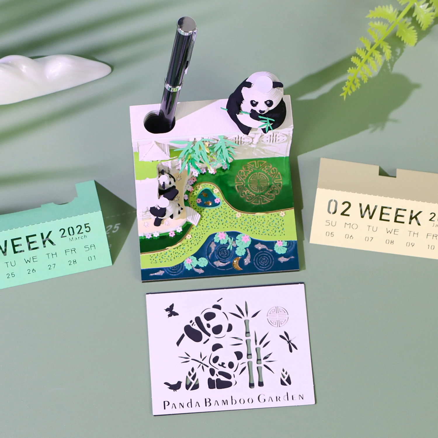 3D Garden Giant Panda Three-Dimensional Model Paper Carving Memo Notebook Desktop Three-Dimensional Display Creative Gifts