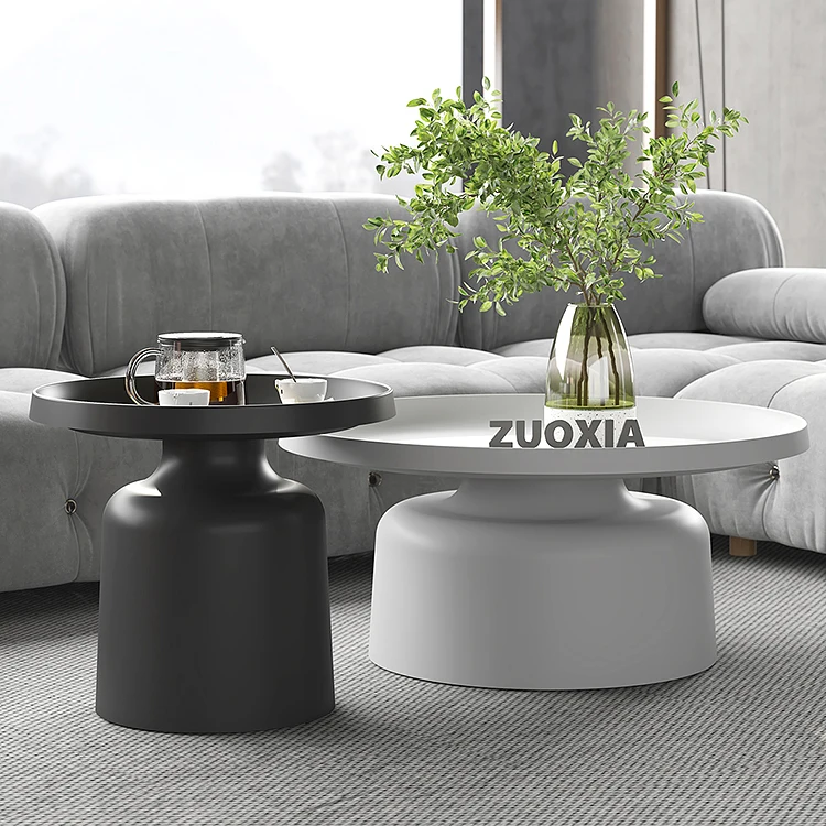 Black and white tone mushroom combination metal modern minimalist living room designer wrought iron size round coffee table