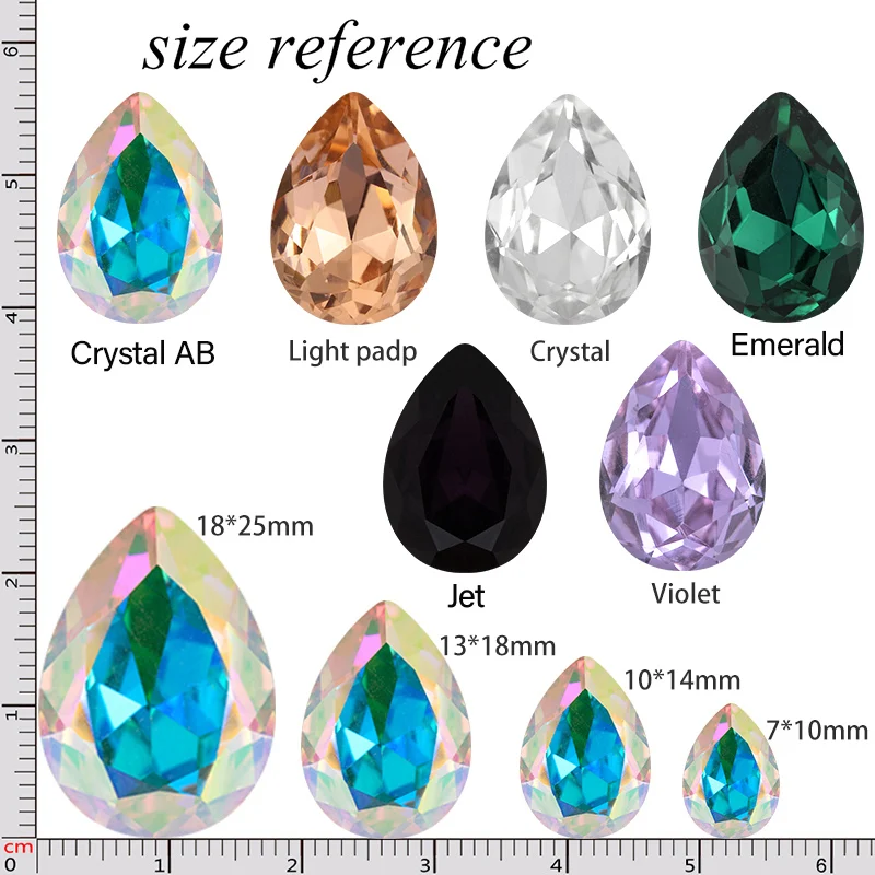 AW K9 Glass laser color  Drop Point Back Stones  Opal Series high quality  DIY necklace crystal brilliant Garment accessories