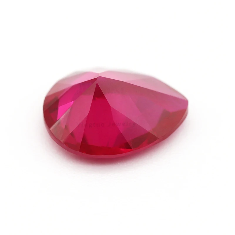 Factory Price Wholesale  Pear Cut 5# Color 3mm Ruby Synthetic Corundum Gemstone For Necklace Making