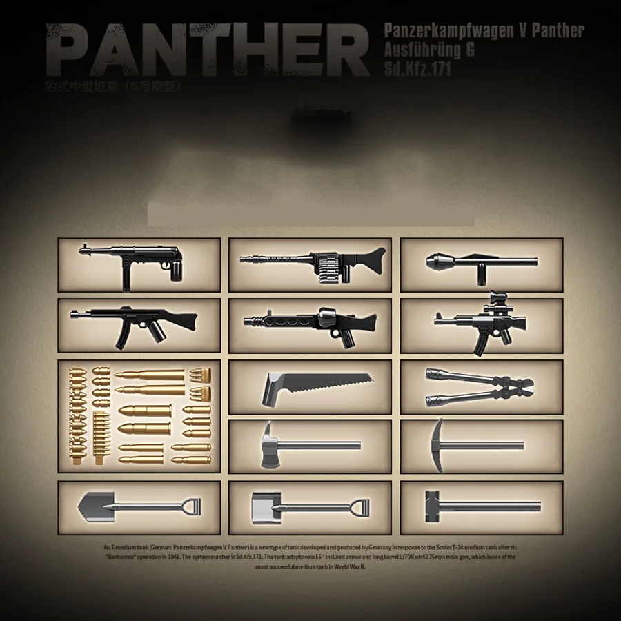 War Model Toy Weapon Soldier Armored Vehicles Bricks Educational WW2 Army Military Leopard Tank Building Block Set for Kids