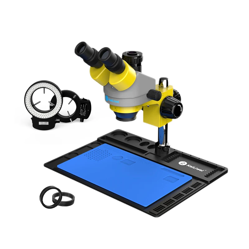 Kailiwei K20HTV 7-45X trinocular simul-focal stereo zoom microscope optical instrument big base