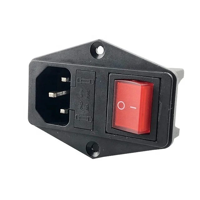 10A 250VAC Rocker Switch Power Socket 3-Pin Electrical AC Socket 10A Fuse Holder Panel Screw Mounted SP-862B3