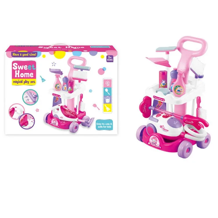 Color BOX Accepted CN;GUA Pretend Cleaning Toys, with Toy Vacuum Cleaner Interactive Fun Housekeeping Supplies Kit Mini Plastic