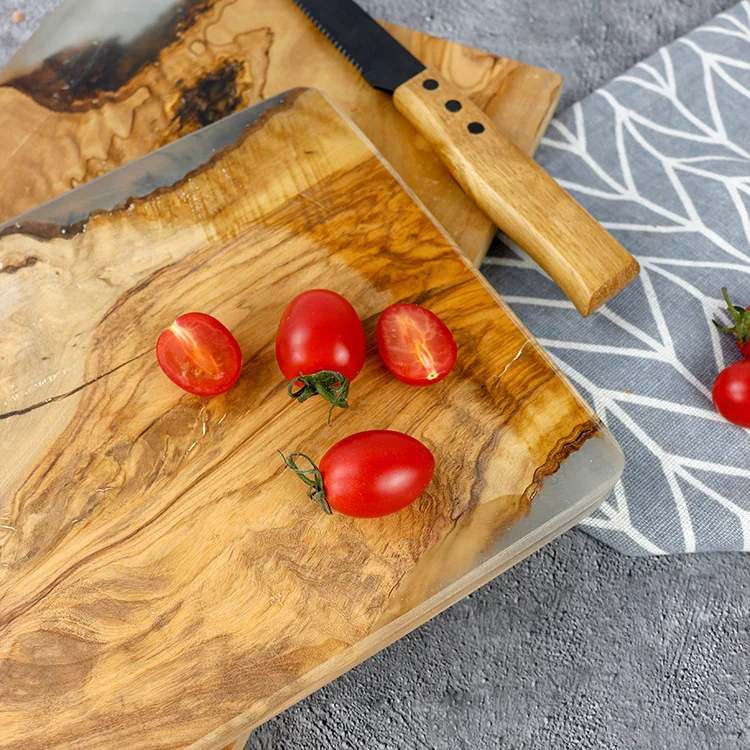 New Design Resin Epoxy Cutting Cheese Boards Olive Wood Chopping Board Wholesale for Kitchen Best Gift