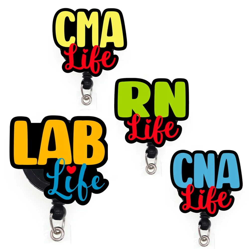 Wholesale Hospital Nurse Accessories RN CNA CMA LAB Life Acrylic Plastic Medical Healthcare Nurse Badge Reel