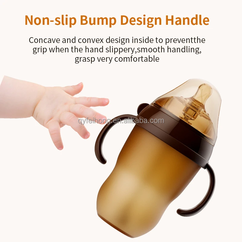 Hot Sale Food-Grade Silicone Baby Milk Bottle Anti-Colic Feeding with Wide Neck Straight Shape Newborn Kids Friendly