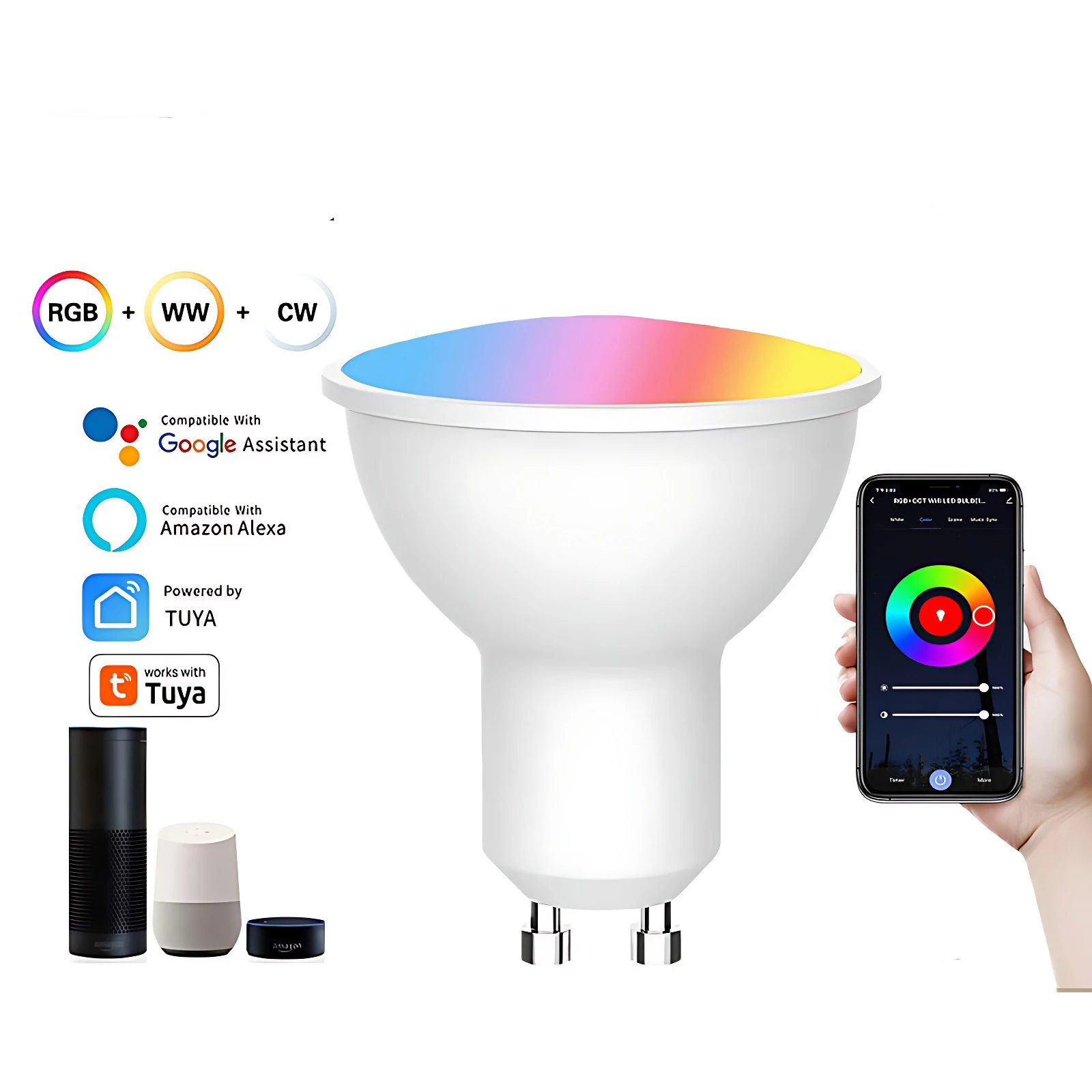 Смарт-сенсор светодиодный 110 В RGBCW 5 Вт 7 9 MR16 GU10 Точечный светильник с Wi-Fi Bluetooth диммерабильные голосовые светодиодные лампы для Tuya Alex