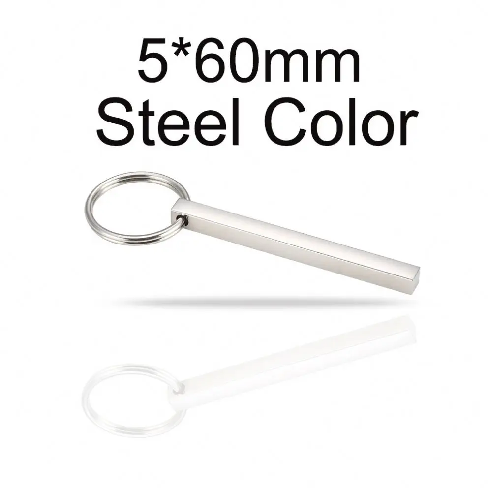 Personalized 4 d Sided Vertical Cube Keychain Gift Key Chains Key Rings Hook Custom logo Laser Engraved Name Bar Keychain Blanks