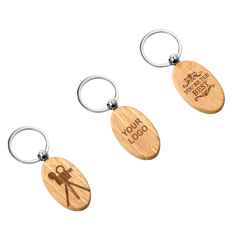 Wholesale Blank Wooden Key Chain keychain ring Promotion Rectangle Carving Key Chain Wooden