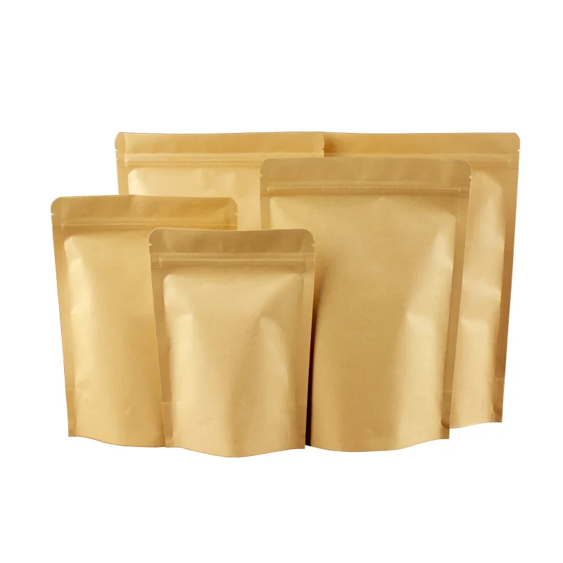 
without window kraft stand up pouch for food rice nuts flour with zipper inside aluminized Manufacturer 