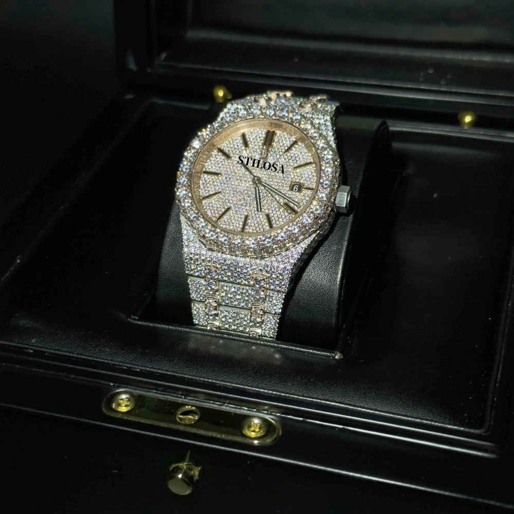 Hip Hop Rappers Artist Hip Hop Iced Out VVS Moissanite Watch High Quality Movement Iced Out for Moissanite Watch Men