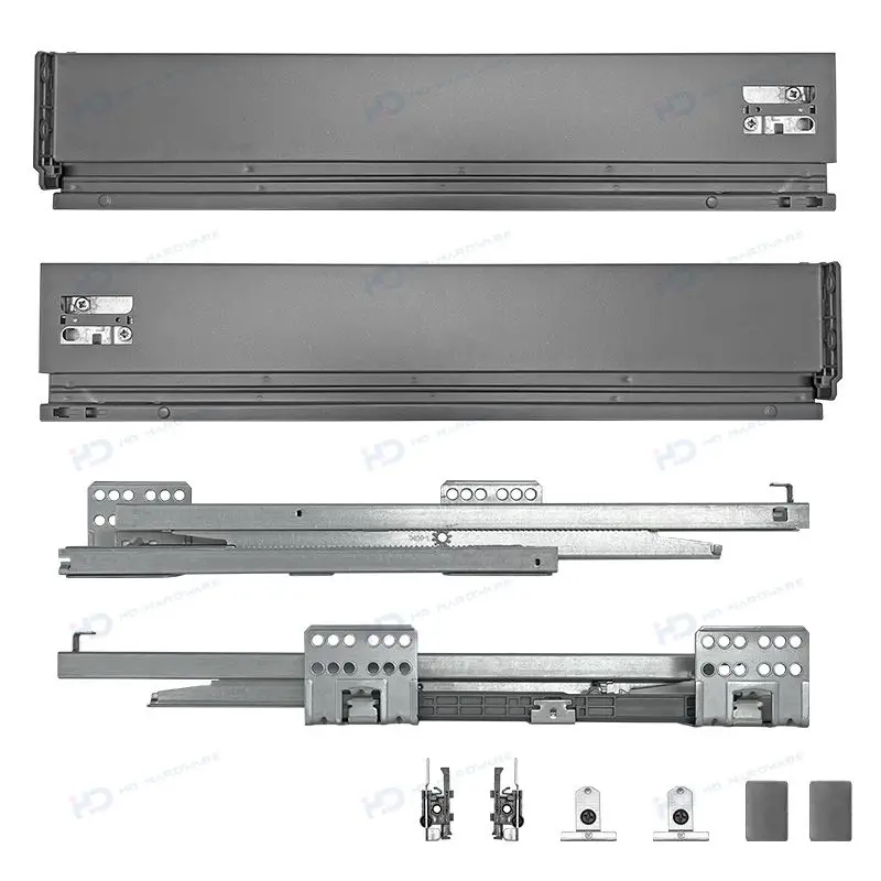 Furniture hardware Double wall drawer box with 3D adjustment concealed slides