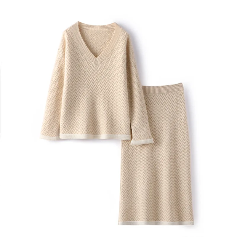2023 Autumn And Winter Ladies Clothes Comfortable Knitted Sweater Suit Set Pant 2 Piece Set Women Sweater Knit Two Piece Set
