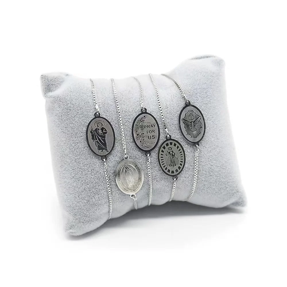 custom religious jewelry stainless steel catholic medal bracelets