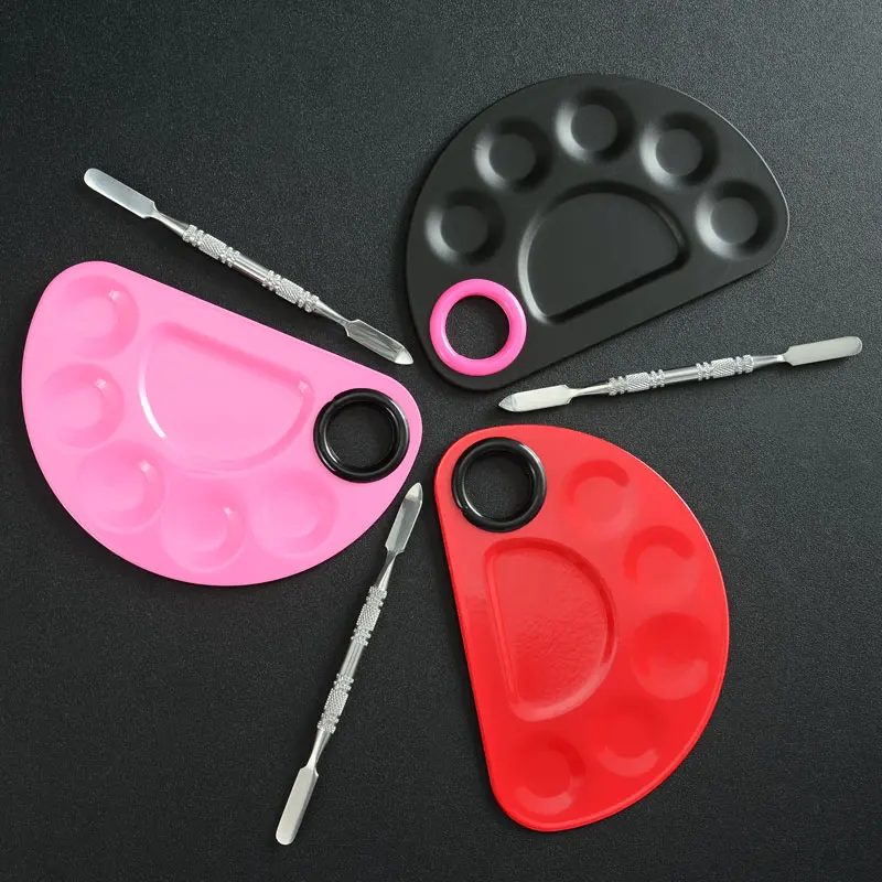 Перфорированная пустая Палетка теней для век в форме бабочки, контурная Палетка из нержавеющей стали для смешивания косметики на заказ, Палетка для макияжа с лопаткой