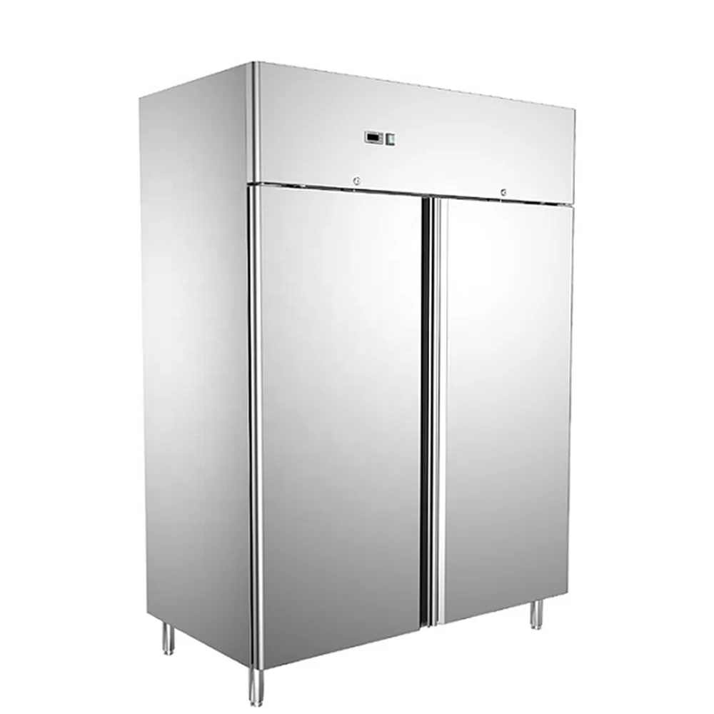 CE high quality stainless steel restaurant standing double door ice cream deep freezer refrigerator