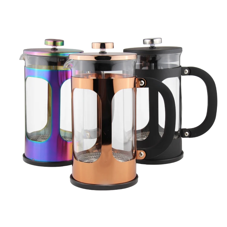 Emode Custom 350ml/600ml/1000ml  BPA Free Glass French Press Coffee Maker With Stainless Steel Planger French press set