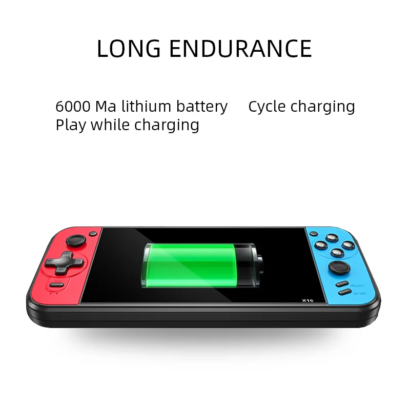 Wholesale Handheld HD 6.5inches 6000mAh Battery 64GB TF Card Expansion Game Machine X16 Game Console Retro With 10 Simulators