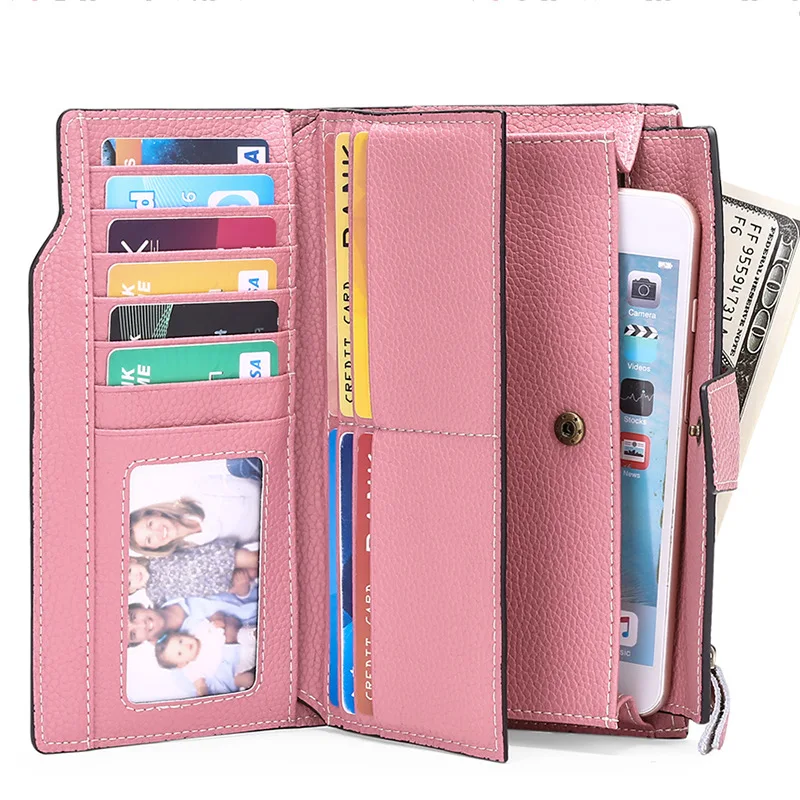 Hot Selling Style Women Pu Leather Long Wallet Lady Purses
