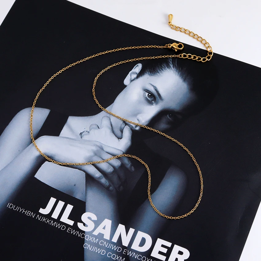 Wholesale Thin Rolo Chain Necklace Stainless Steel Minimalist O Link Chains Tarnish Free Waterproof Custom Bulk Cable Chain