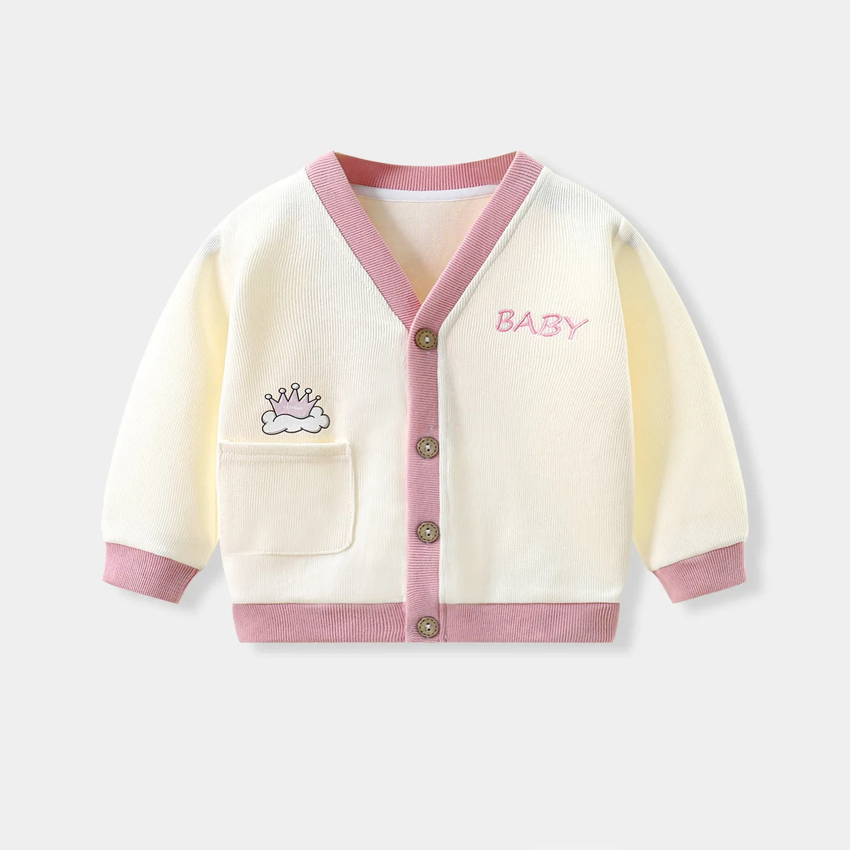 Boys and Girls Solid Color Letter Kids Knitted Clothing Children Fashion Cartoon Cardigan Baby Sweater Coat