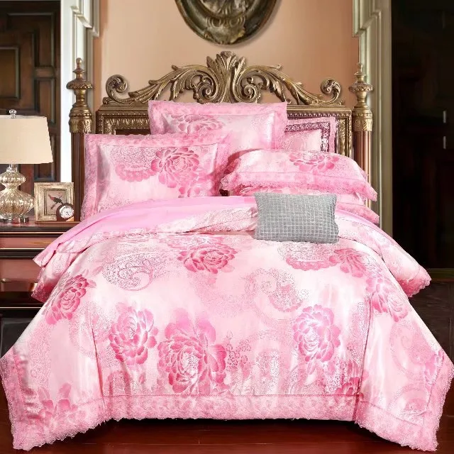 Most Selling Items Simple Lace Jacquard 100% cotton bedsheets sets king size duvet cover set