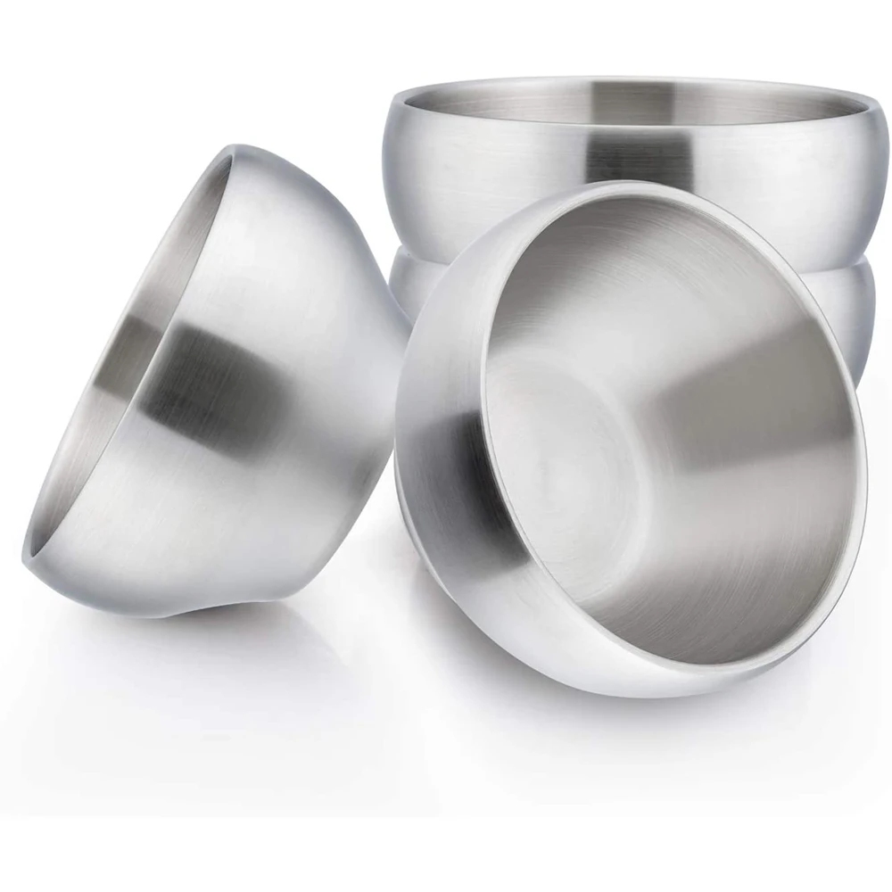 
Amazon hot sale 12 oz Toddlers bowl set of 4 18/8(304) Stainless Steel kid ice cream soup nuts set bowl for kids 