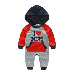 Wholesale Made In China New Born Baby Boys Clothes Warm and Coloured Letter Print I Love Dad Or Mom Baby Jumpsuit