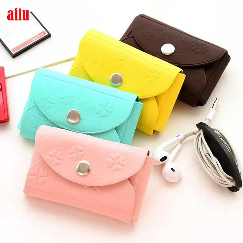Hot women rubber coin purse flat wallet card holder