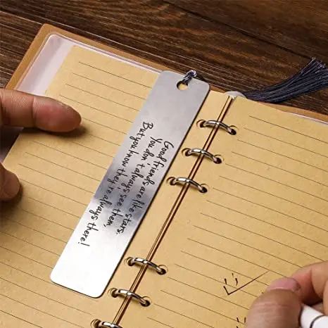 Factory price Die Casting Gold Plated Blank Metal Flip Unique Enamel Bookmarks Laser Engraved Book Marks Tassel