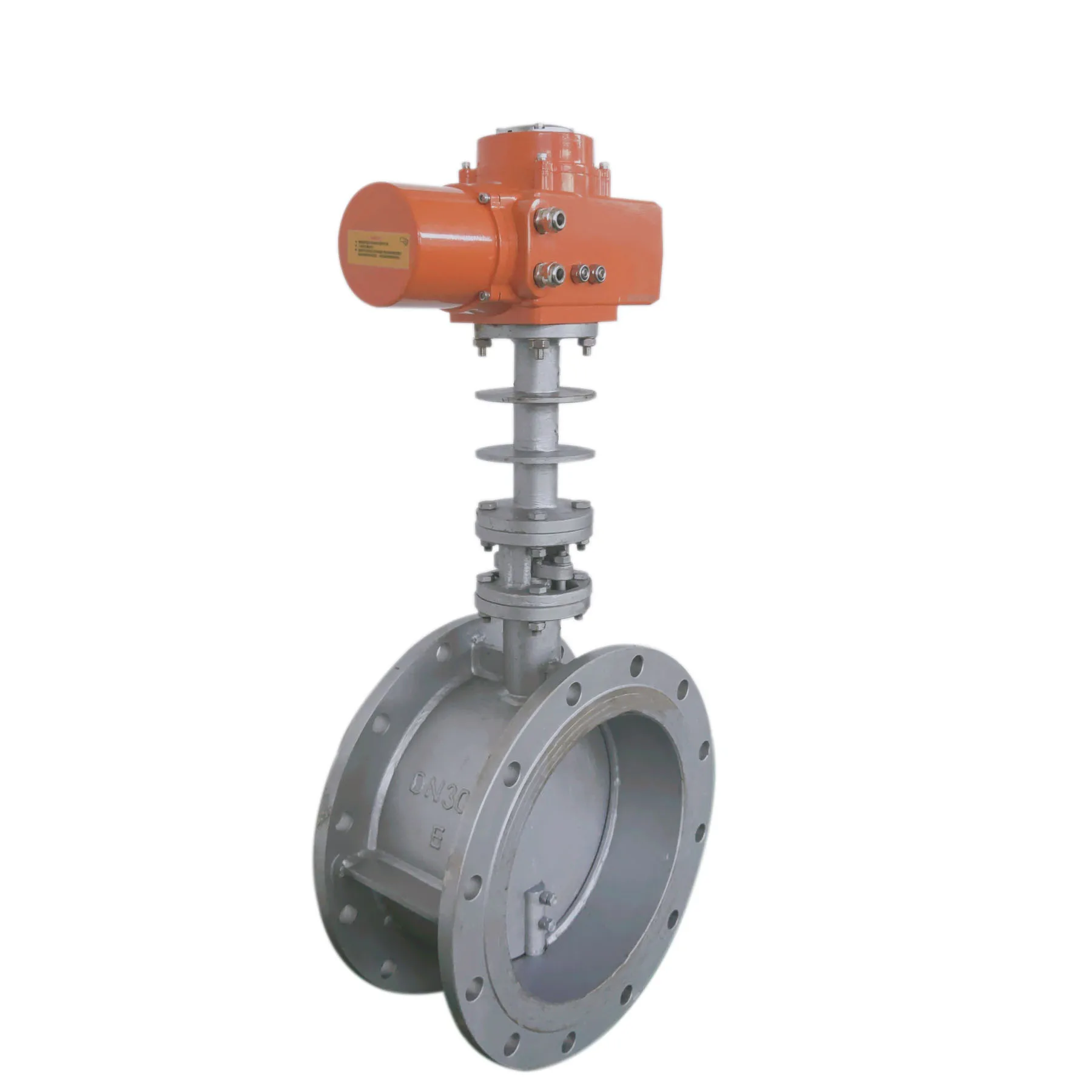 Large torque electric actuator with flange connection ventilation butterfly valve